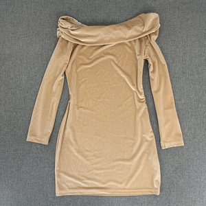 Toby Heart Ginger Velvet Sexy Fitted Dress‎ Bodycon Long Sleeve Off Shoulder